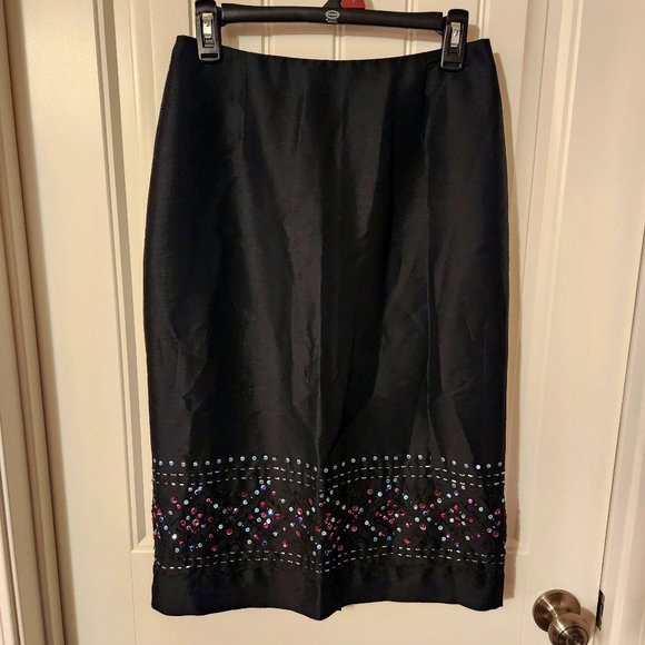 Ann Taylor Dresses & Skirts - Vintage Beaded Silk Black Skirt